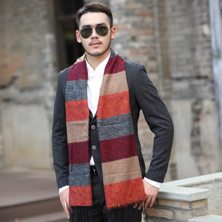Men's Scarf cashmere-feel soft elegant stitching modern