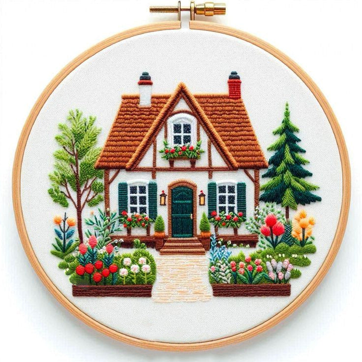 DIY Embroidery Kit Garden Cottage | Buy creative & modern embroidery set