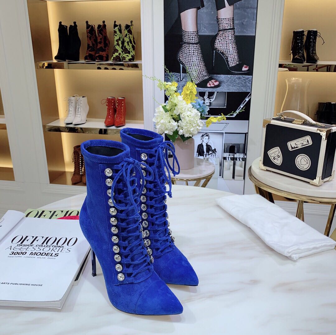Damen High Heel Boots mit Strass | Elegante Winter Stiefeletten