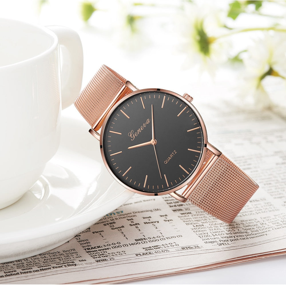 Men's & Women's Geneva Quartz Watch – Stainless Steel Classic Wristwatch