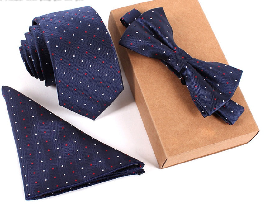 Men's Tie Set Slim Bow Tie Pocket Square elegant festive