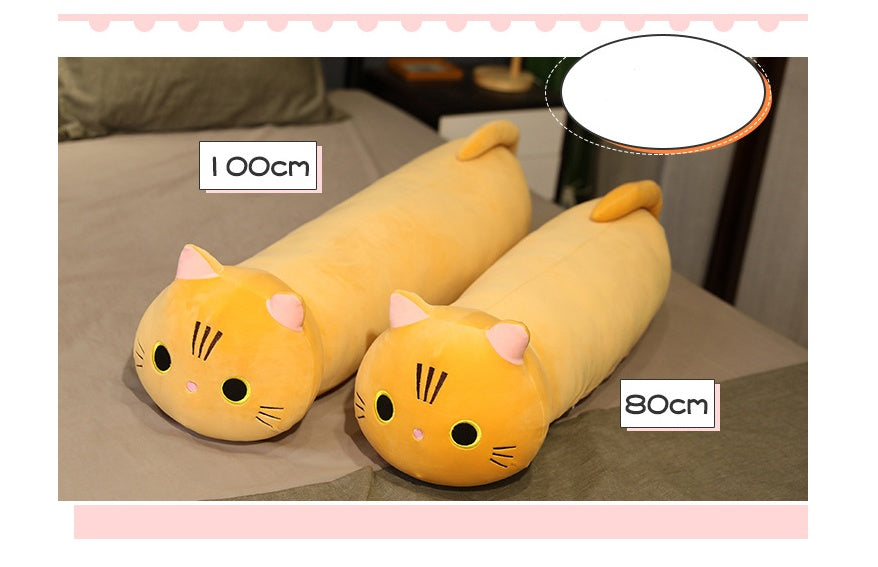 Long Cat Plush Pillow | Soft Cartoon Stuffed Animal
