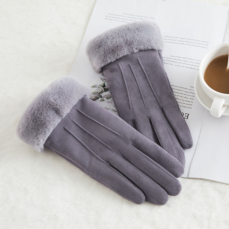 Damen Wildleder Winterhandschuhe | Warme Woll Thermohandschuhe