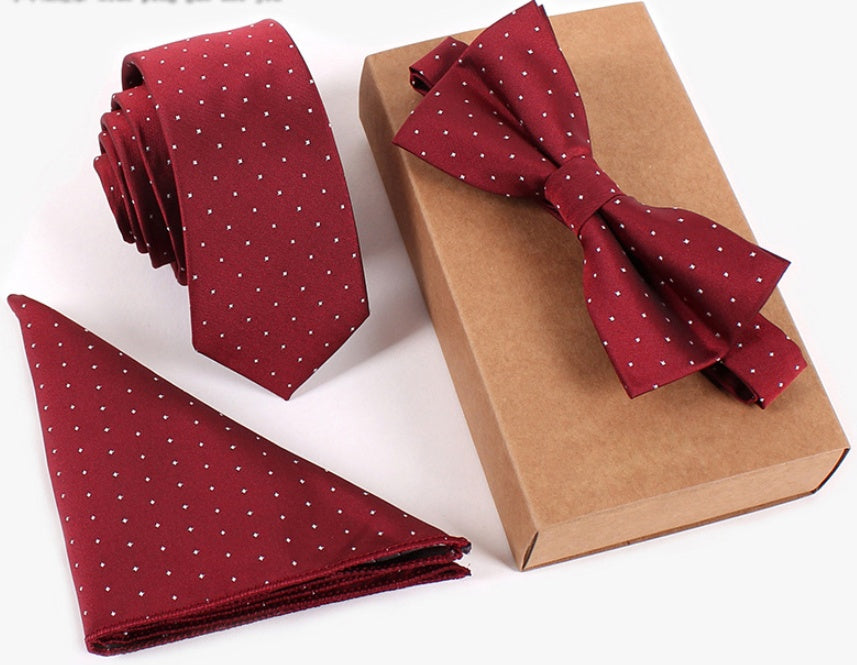 Men's Tie Set Slim Bow Tie Pocket Square elegant festive