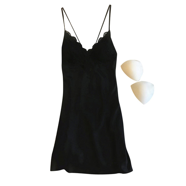 Women's Satin Nightwear | Sexy Pajama Set with Lace