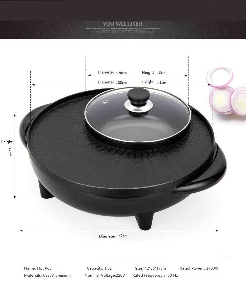 Multifunktions Elektrogrill mit Kochtopf – 2in1 Grill & Hot Pot