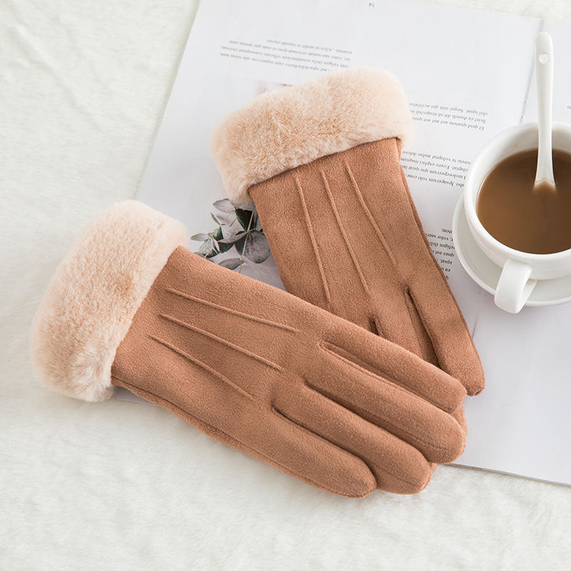 Damen Wildleder Winterhandschuhe | Warme Woll Thermohandschuhe