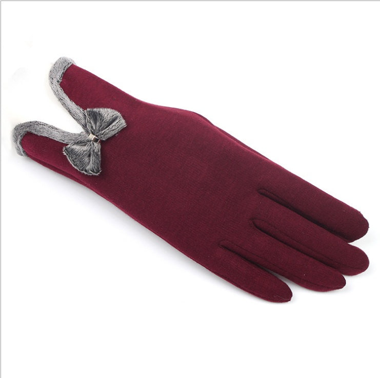 Damen Touchscreen Spitze Handschuhe – Cashmere Warm mit Schleife