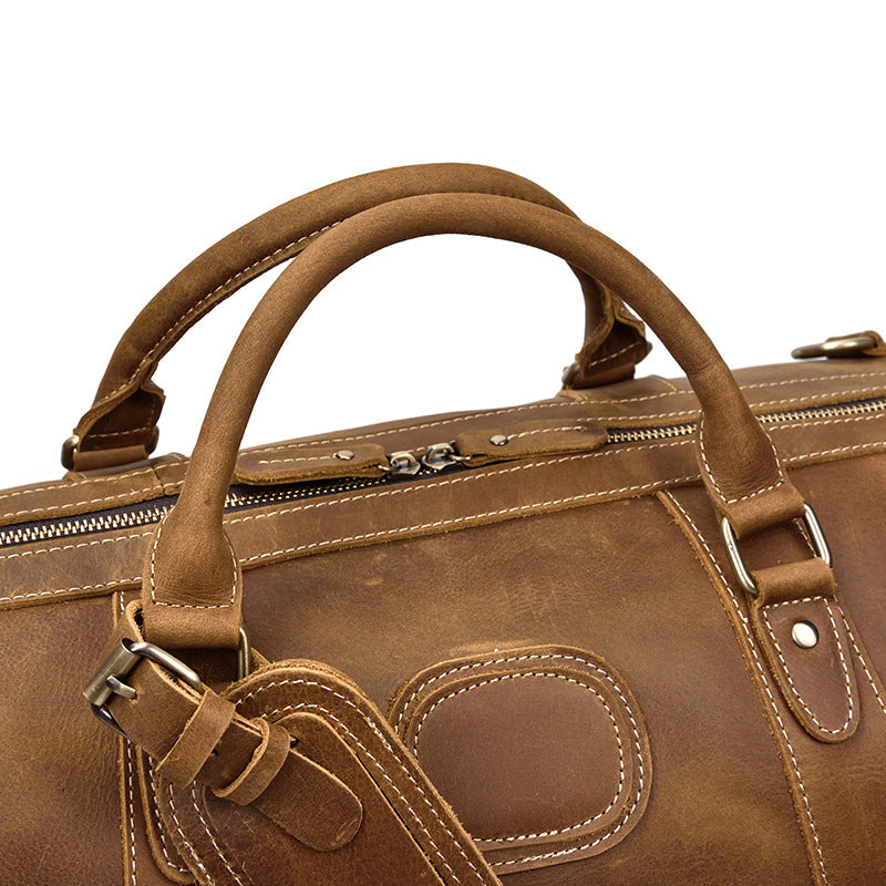 Crazy Horse Leather Travel Bag XXL | Vintage Weekender for Men