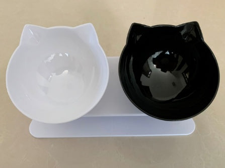 Slanted cat food bowl | Transparent cat ear design bowl