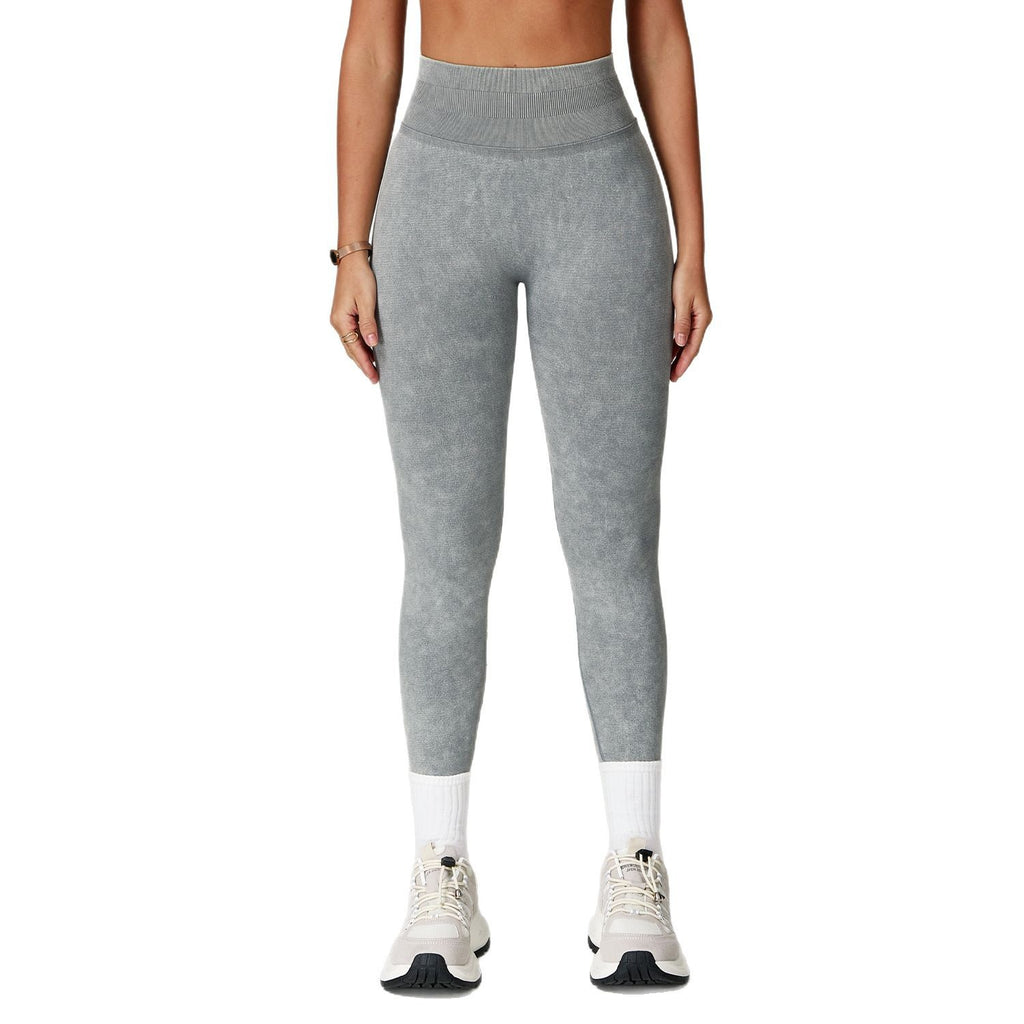 Women's Seamless Stone Washed Yoga Leggings – High Waist Push-Up