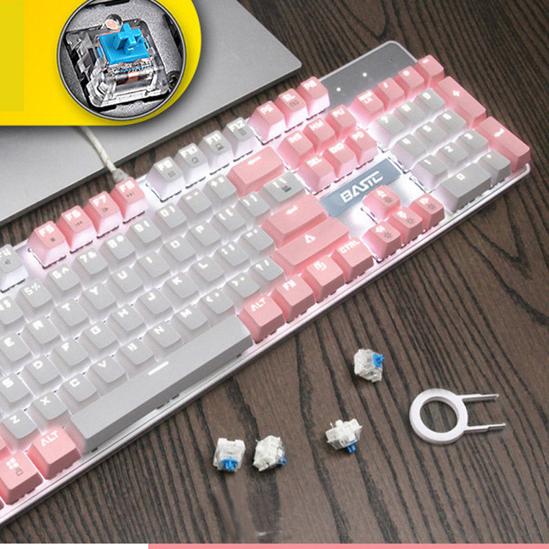 Pink Mechanical Keyboard | 104-Key Wired Gaming