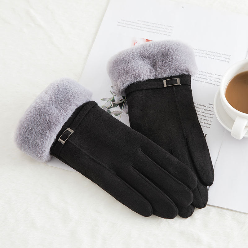 Damen Wildleder Winterhandschuhe | Warme Woll Thermohandschuhe