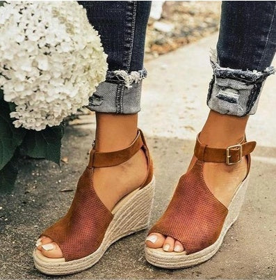 Women's Straw Wedge Sandals | Summer Espadrille Sandals