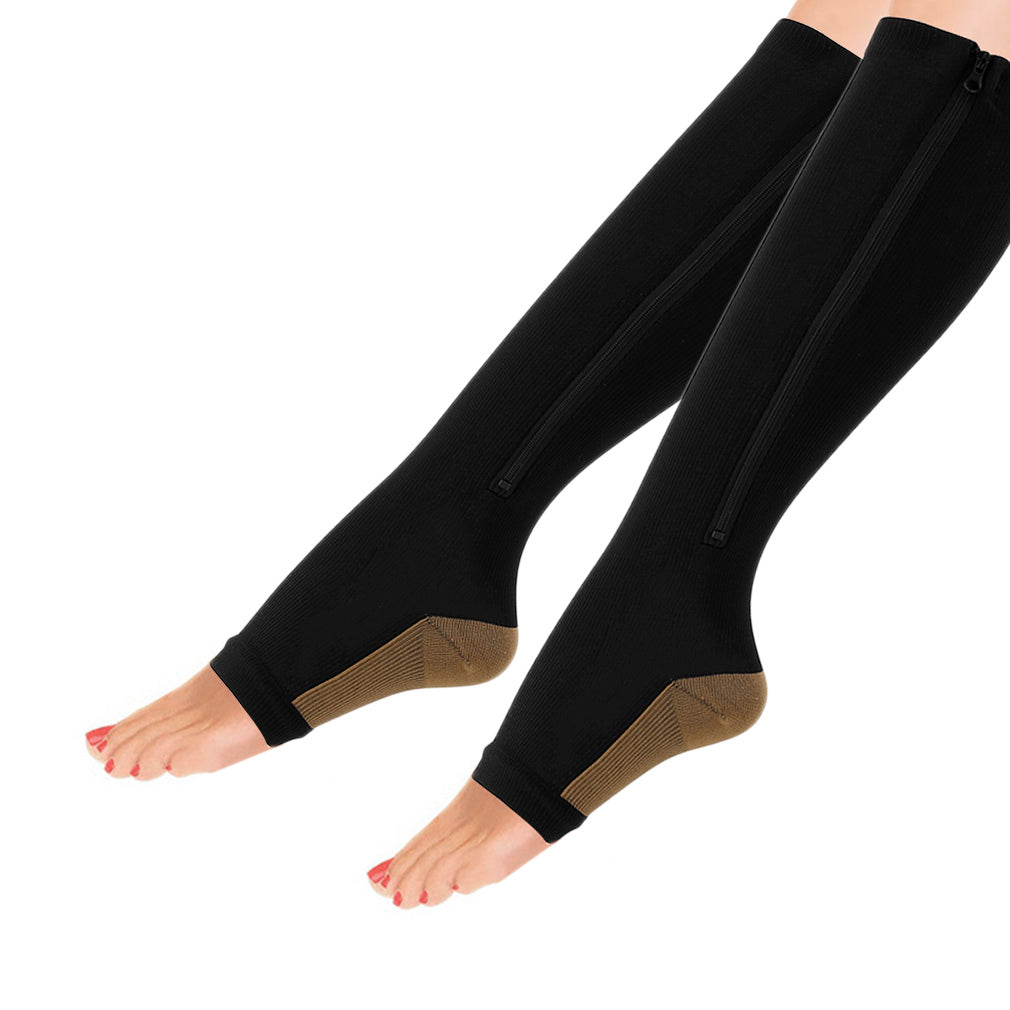 Damen Kompressionssocken mit Reißverschluss – Slim Fit Support Socken