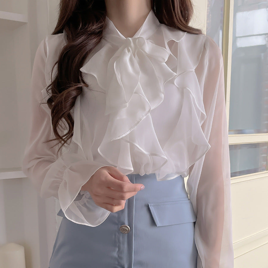 Elegant Women's Chiffon Blouse – Transparent, Loose & Timelessly Stylish