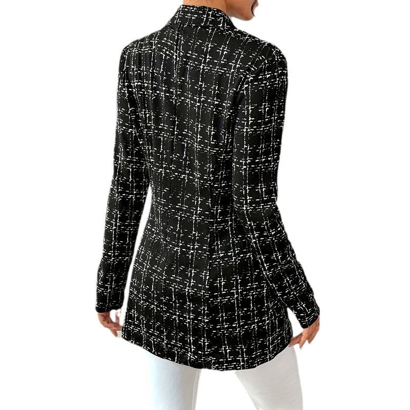 Damen Plaid Mantel Elegant | Slim Fit Winterjacke Chic