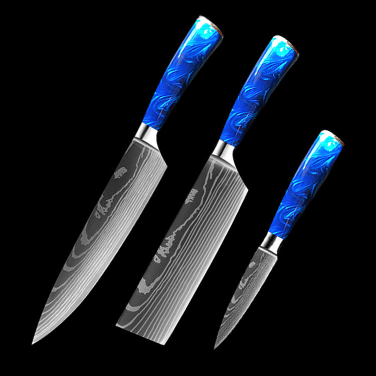 Chef Knife 8 Inch | Kitchen Knife Blue Resin Handle Stainless Steel