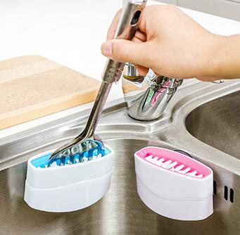 Creative Kitchen Knife and Fork Chopstick Cleaning Brush with Suction Cup Fruit and Vegetable Cleaning Brush Kitchen Cleaning Brush