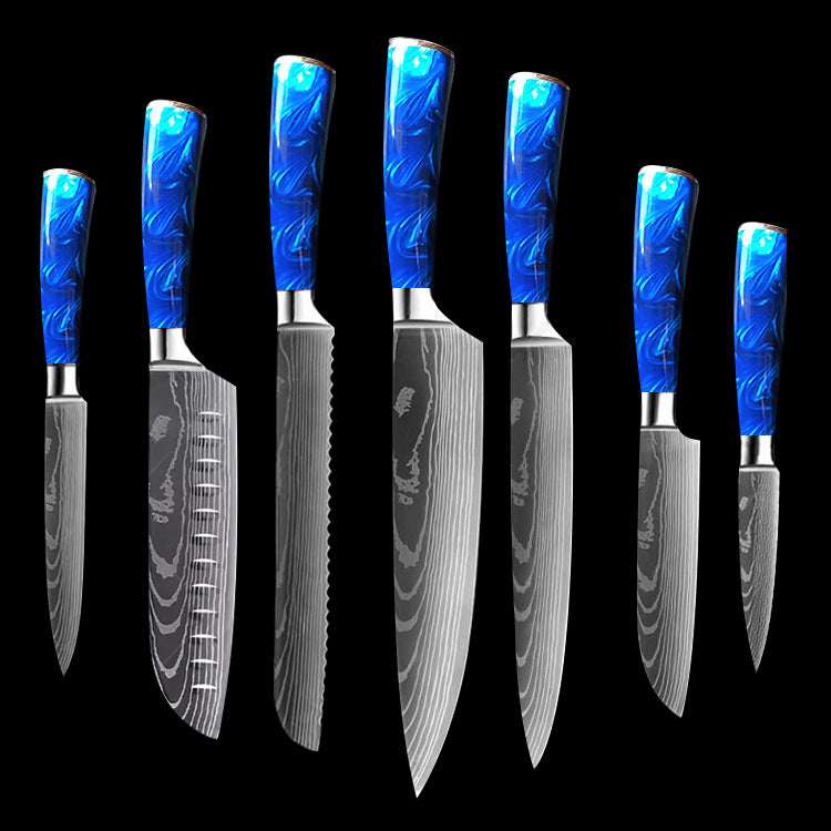 Chef Knife 8 Inch | Kitchen Knife Blue Resin Handle Stainless Steel