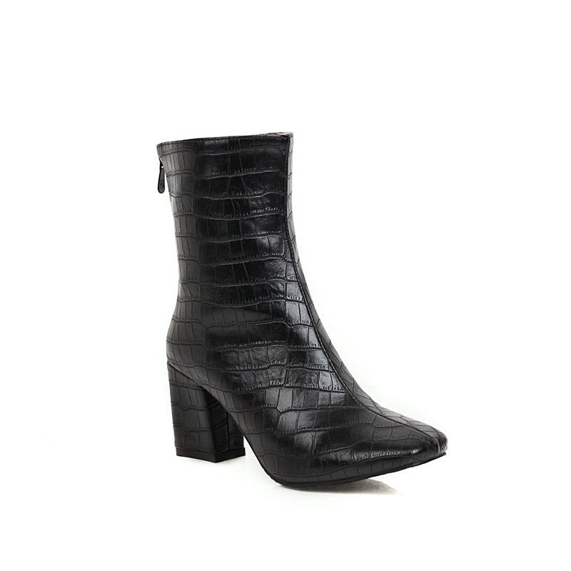 Damen Stretch Boots | Elegante Square Toe Stiefeletten