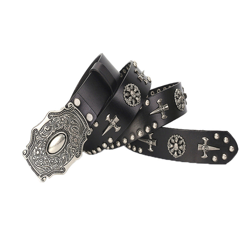 Skull Belt for Men | Hip Hop Punk Leather Belt Skull