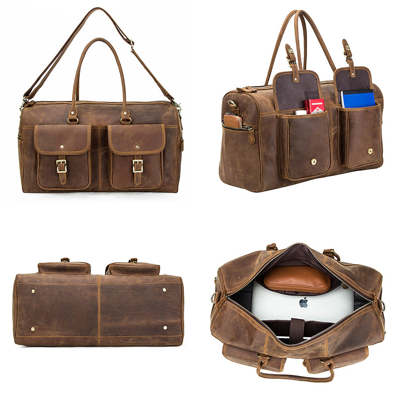 Retro Leather Travel Bag XL - Crazy Horse Cowhide Weekender