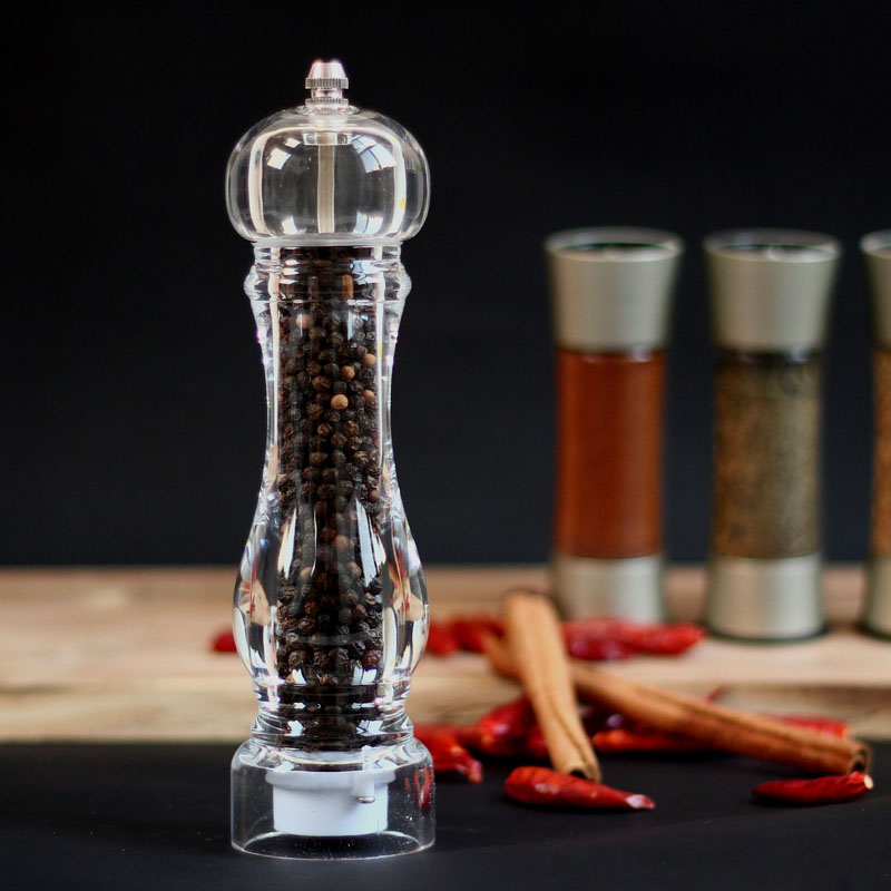 Pepper Mill Glass Bamboo | Manual Spice Grinder Adjustable