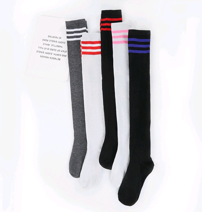 Damen Overknee Streifen Socken – College Style Japan Look