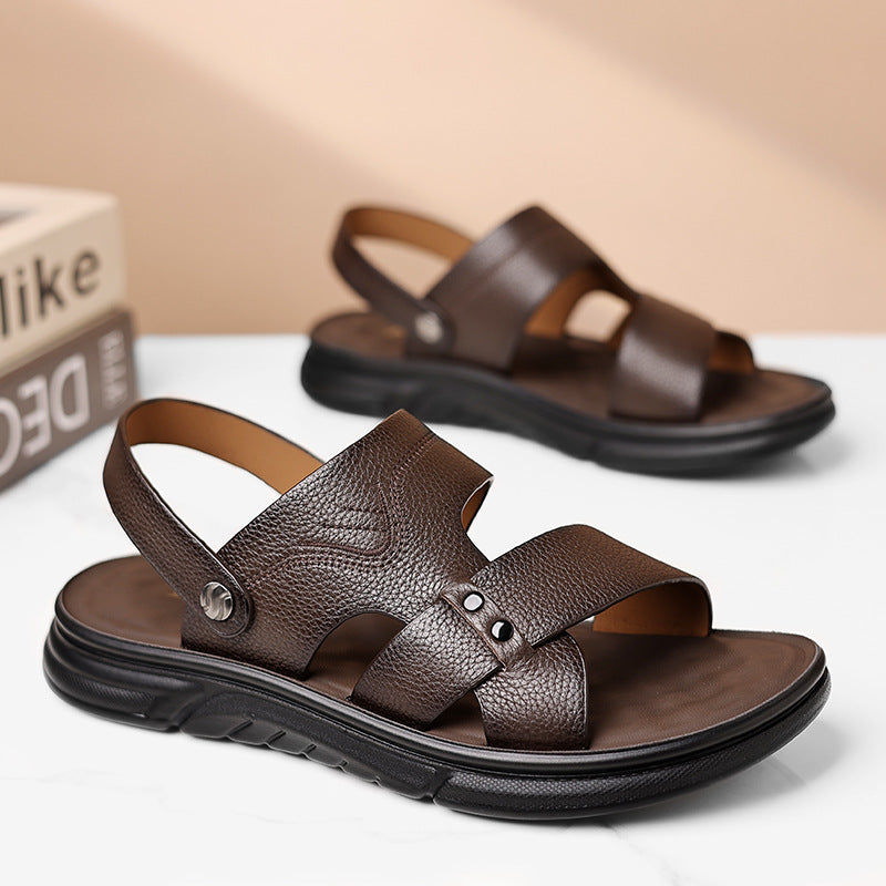 Men's Genuine Leather Sandals Breathable Comfort Casual Shoes