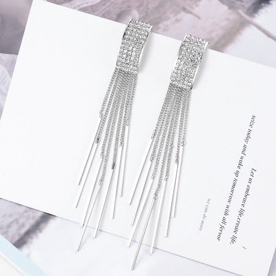 Long Crystal Tassel Earrings – Glamorous Dangle Earrings for Women