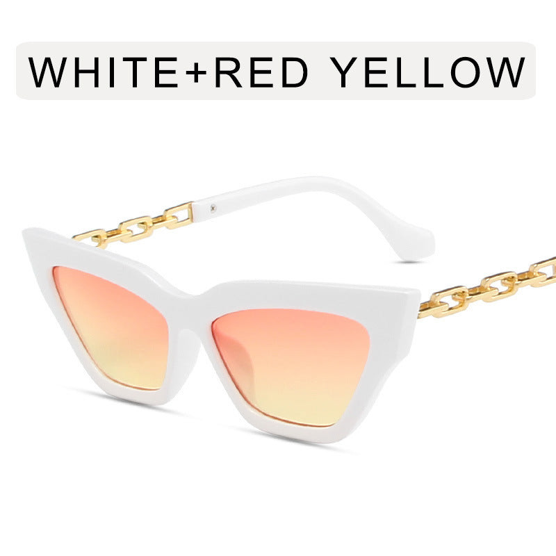 Damen Cat Eye Sonnenbrille mit Kette – Luxus Fashion Brille