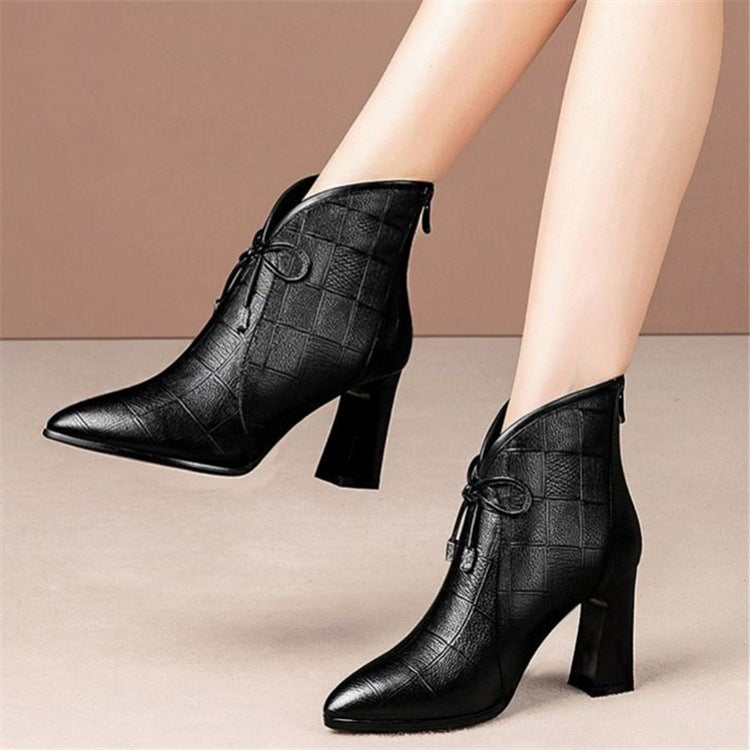 Damen High Heels mit Schleife | Elegante Spitze Pumps