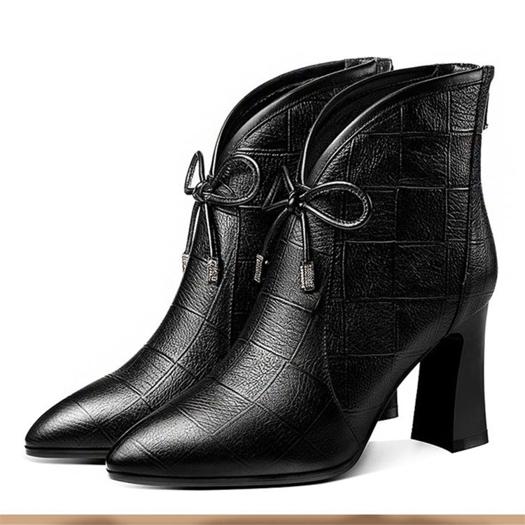 Damen High Heels mit Schleife | Elegante Spitze Pumps