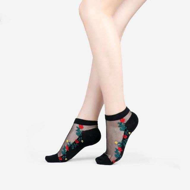 Damen Spitze Netz Socken Transparent – Elegante Knöchelsocken