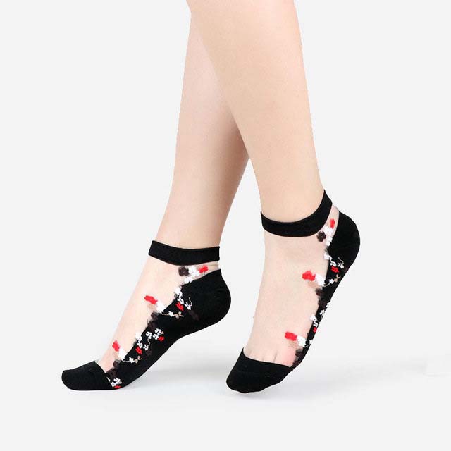 Damen Spitze Netz Socken Transparent – Elegante Knöchelsocken