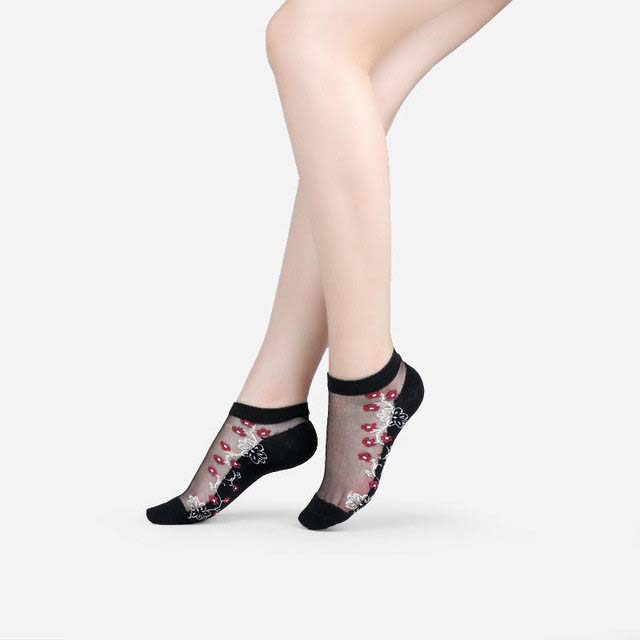 Damen Spitze Netz Socken Transparent – Elegante Knöchelsocken
