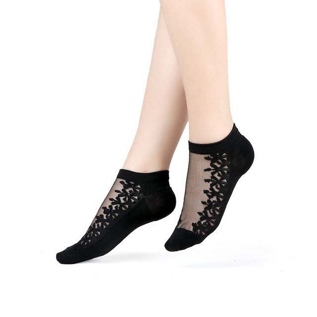 Damen Spitze Netz Socken Transparent – Elegante Knöchelsocken