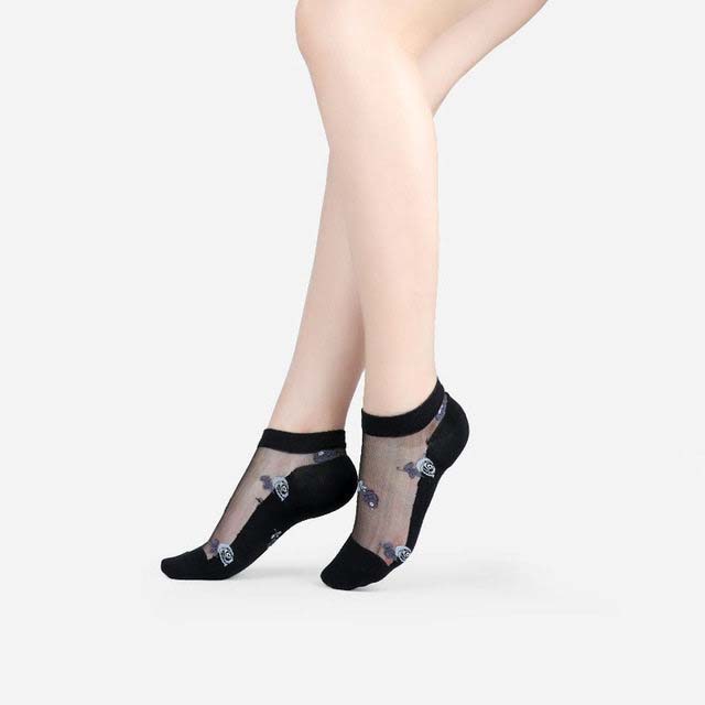 Damen Spitze Netz Socken Transparent – Elegante Knöchelsocken
