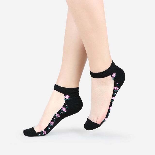 Damen Spitze Netz Socken Transparent – Elegante Knöchelsocken
