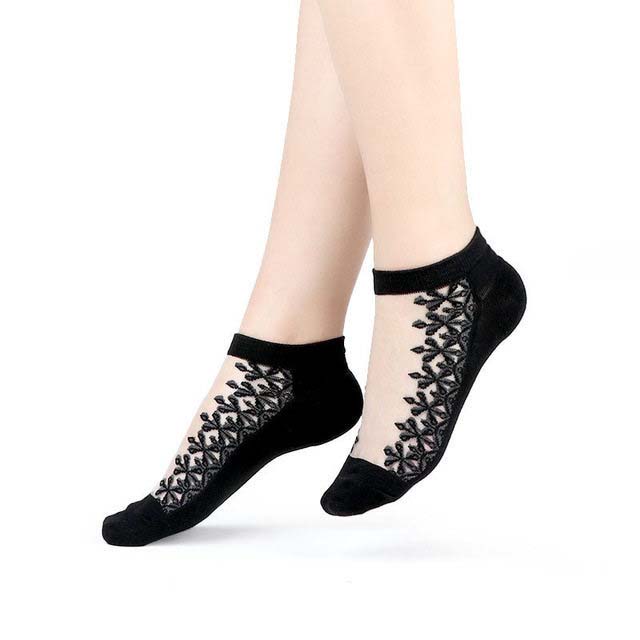 Damen Spitze Netz Socken Transparent – Elegante Knöchelsocken