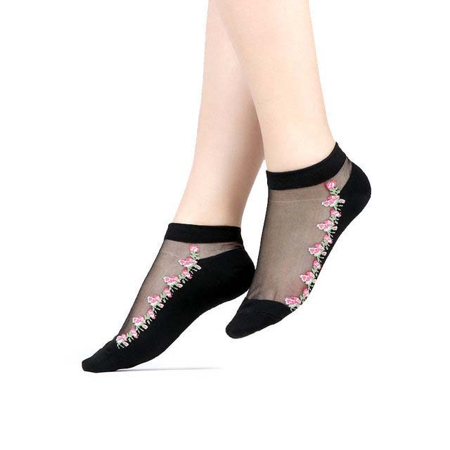 Damen Spitze Netz Socken Transparent – Elegante Knöchelsocken