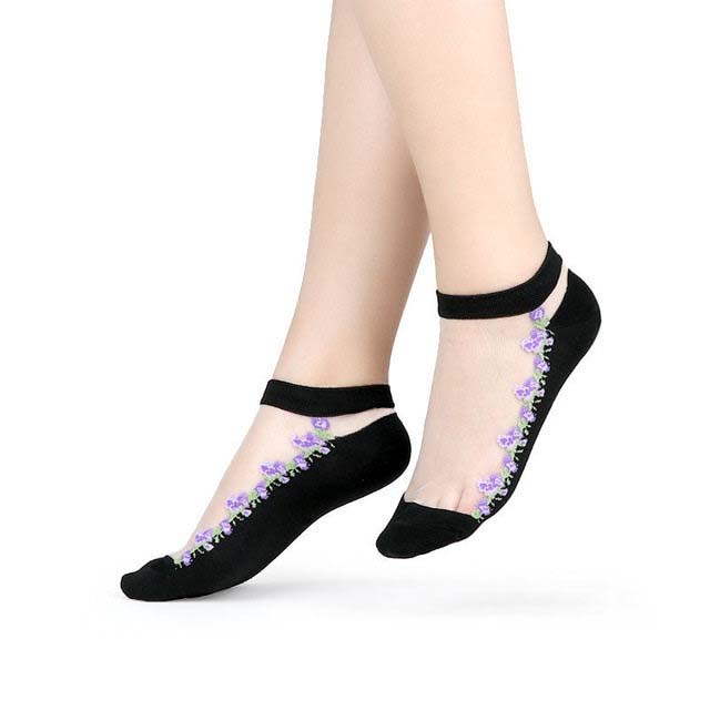 Damen Spitze Netz Socken Transparent – Elegante Knöchelsocken