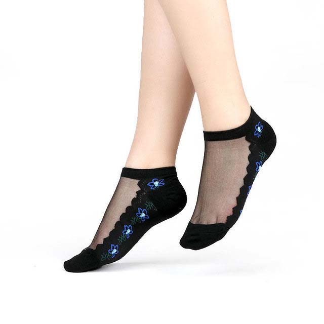 Damen Spitze Netz Socken Transparent – Elegante Knöchelsocken
