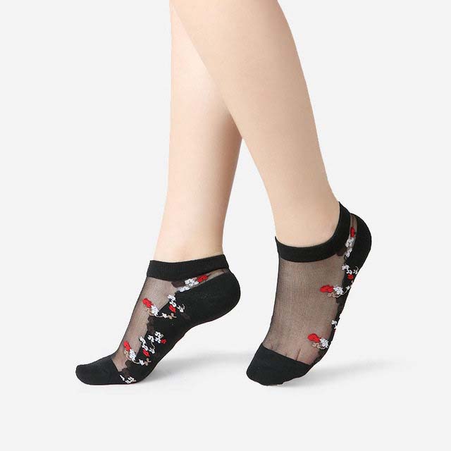 Damen Spitze Netz Socken Transparent – Elegante Knöchelsocken