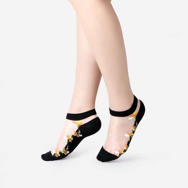 Damen Spitze Netz Socken Transparent – Elegante Knöchelsocken