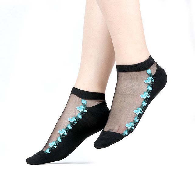 Damen Spitze Netz Socken Transparent – Elegante Knöchelsocken