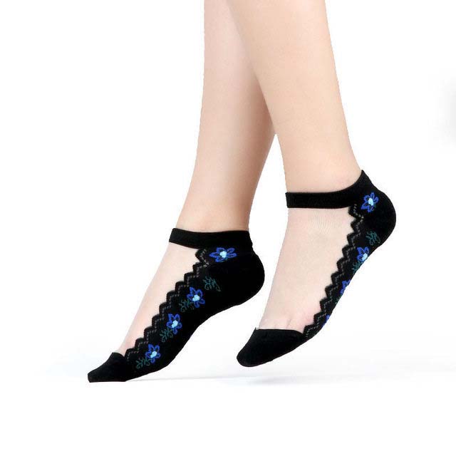 Damen Spitze Netz Socken Transparent – Elegante Knöchelsocken