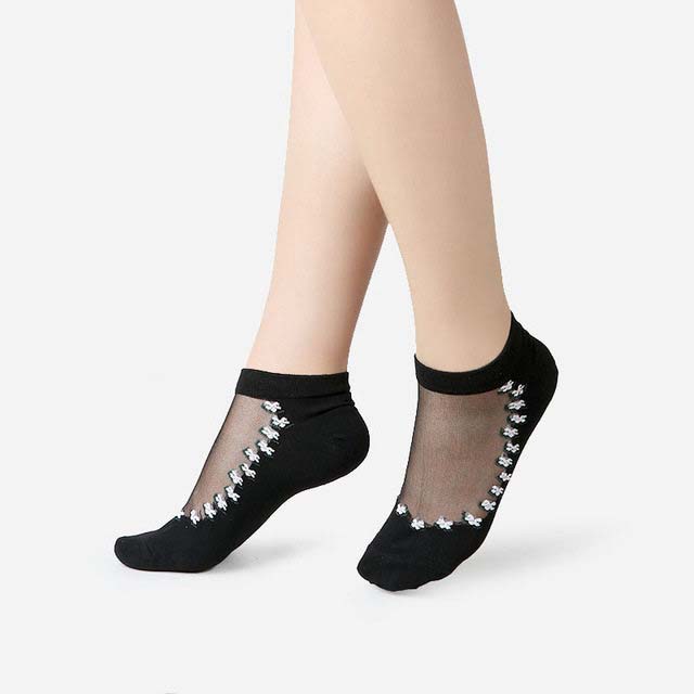 Damen Spitze Netz Socken Transparent – Elegante Knöchelsocken