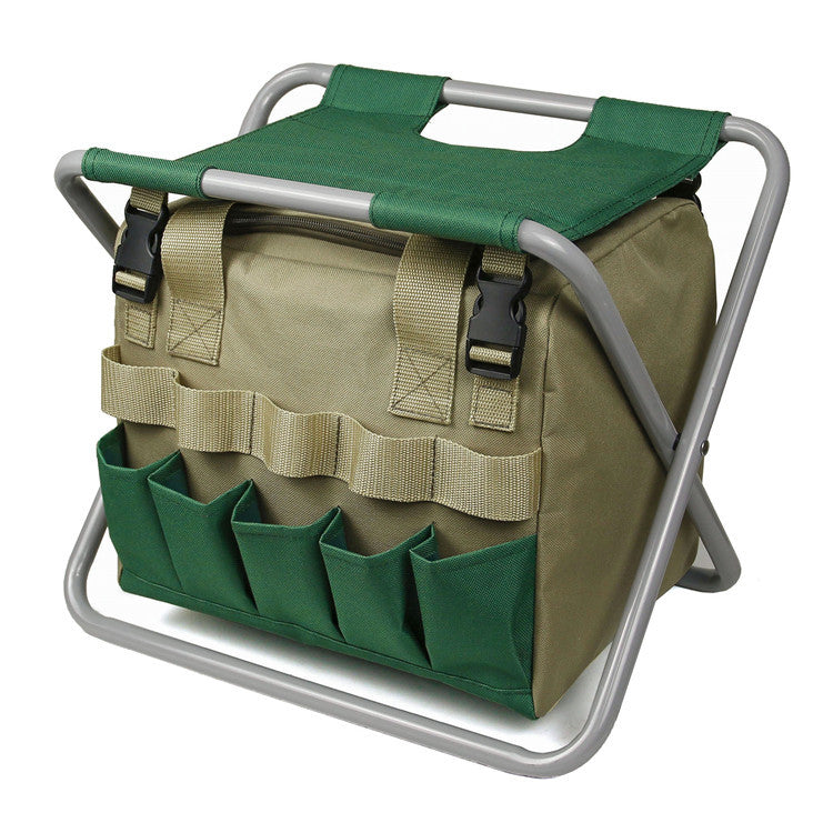 Klappbarer Gartenhocker mit Werkzeugtasche – Gartenwerkzeug Set